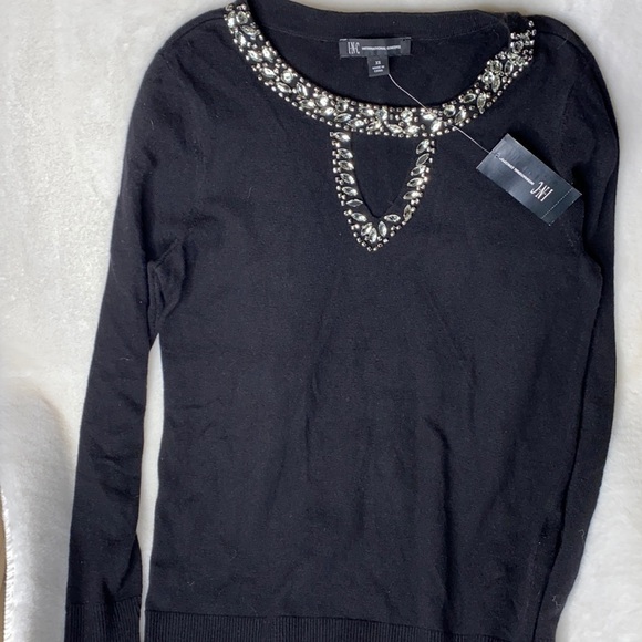 INC Long Sleeve Jewel Neck Sweater - Picture 3 of 7